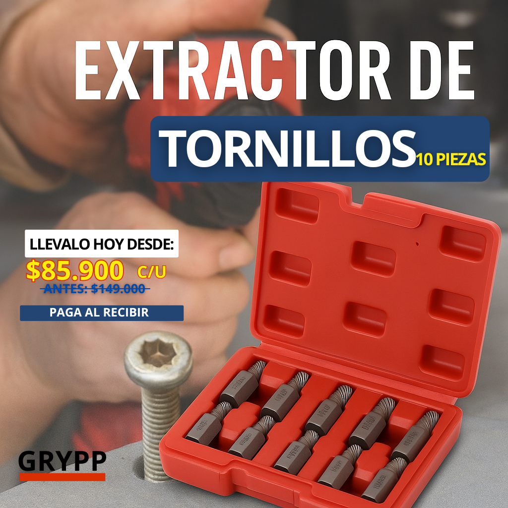 KIT EXTRACTOR DE TORNILLOS X10 PIEZAS | GRYPP