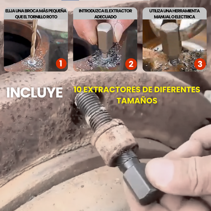 KIT EXTRACTOR DE TORNILLOS X10 PIEZAS | GRYPP