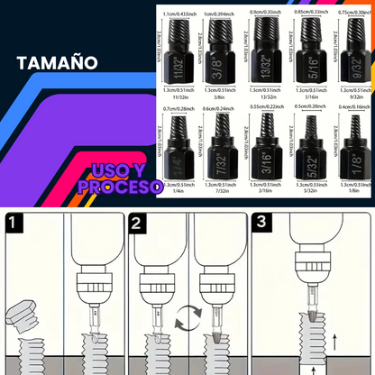 KIT EXTRACTOR DE TORNILLOS X10 PIEZAS | GRYPP